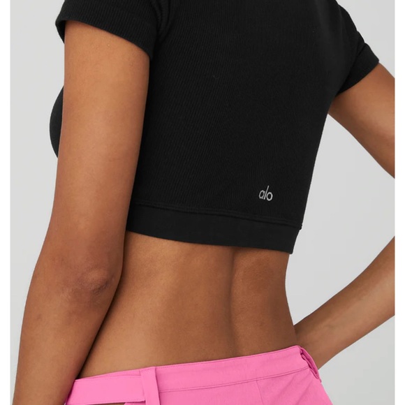 COPY - Alo Crop Ribbed Serene Tee - Picture 4 of 4